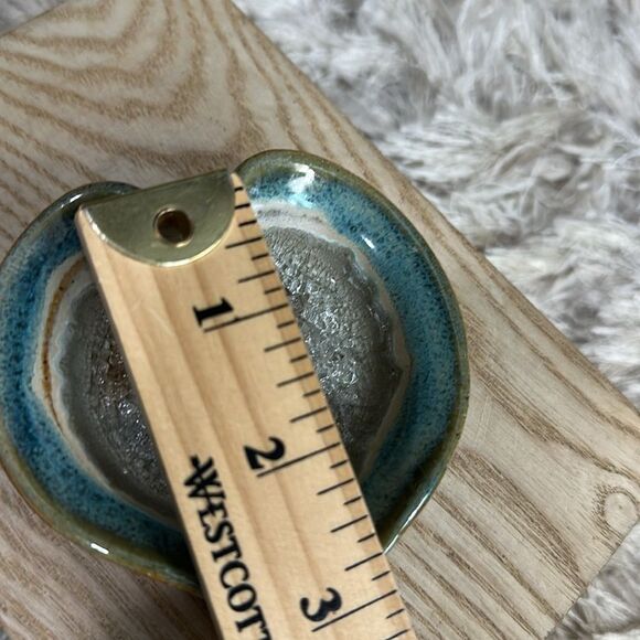 Stoneware Crackle Glass Pottery Catch All Vintage Trinket Jewelry Ring Dish - Picture 17 of 17